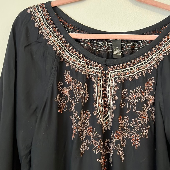 Lucky Brand black and stitched blouse - Picture 1 of 6
